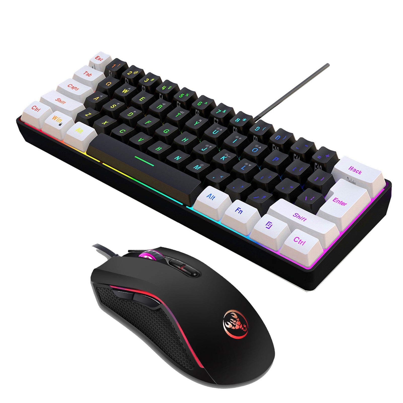 Kit Gamer Teclado e Mouse com Fio RGB Preto