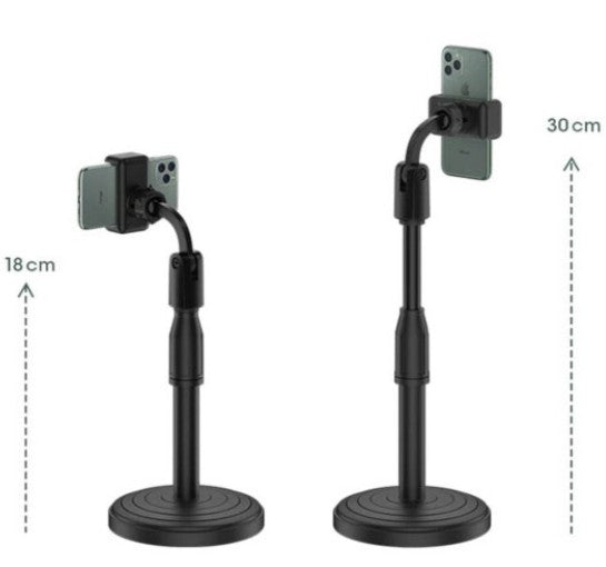 Suporte de Mesa para Celular com Altura Ajustável e Rotação 360°