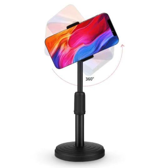 Suporte de Mesa para Celular com Altura Ajustável e Rotação 360°