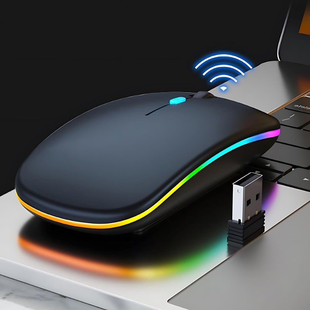 Mouse Sem Fio Recarregável com LED RGB