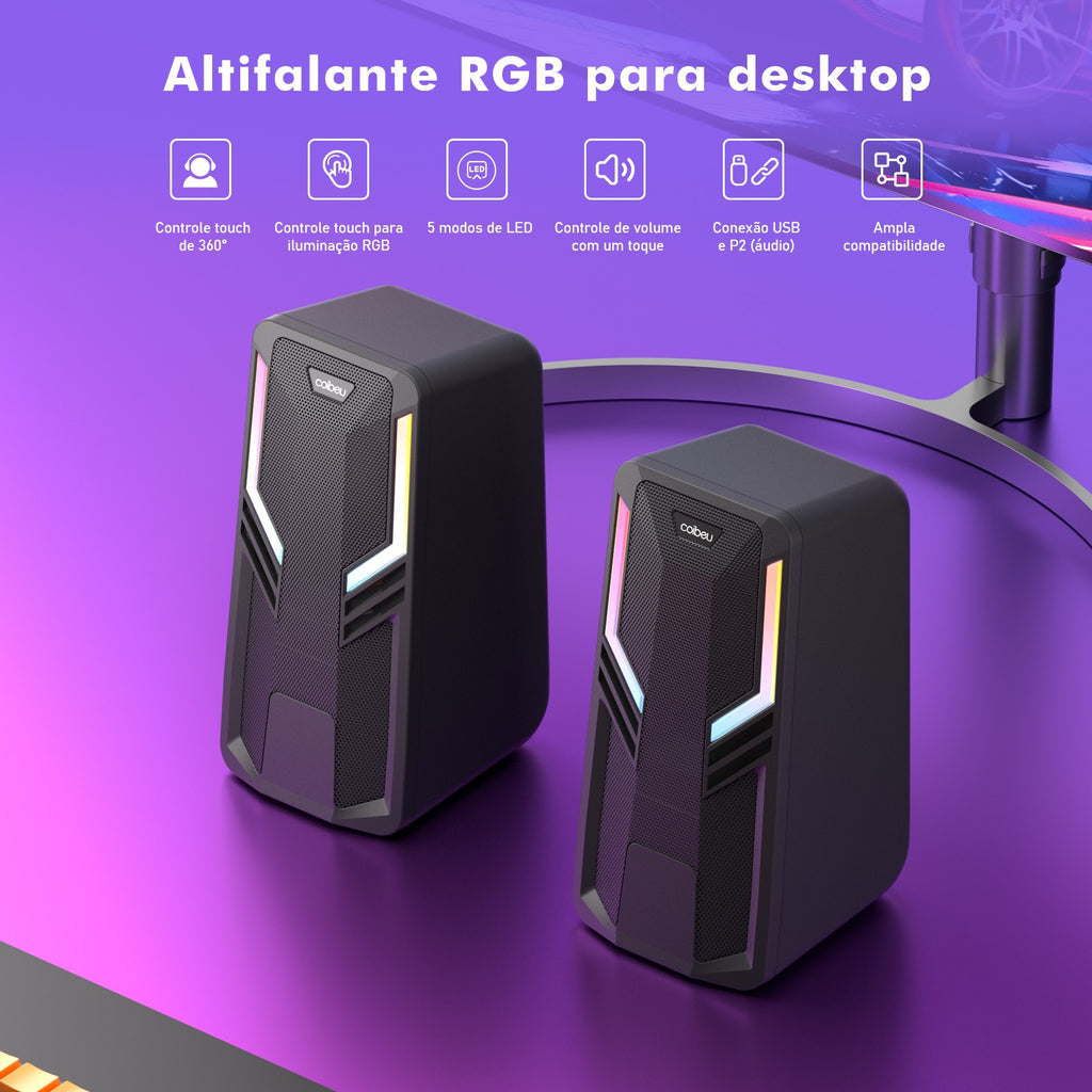Caixa de Som para Desktop com Iluminação RGB