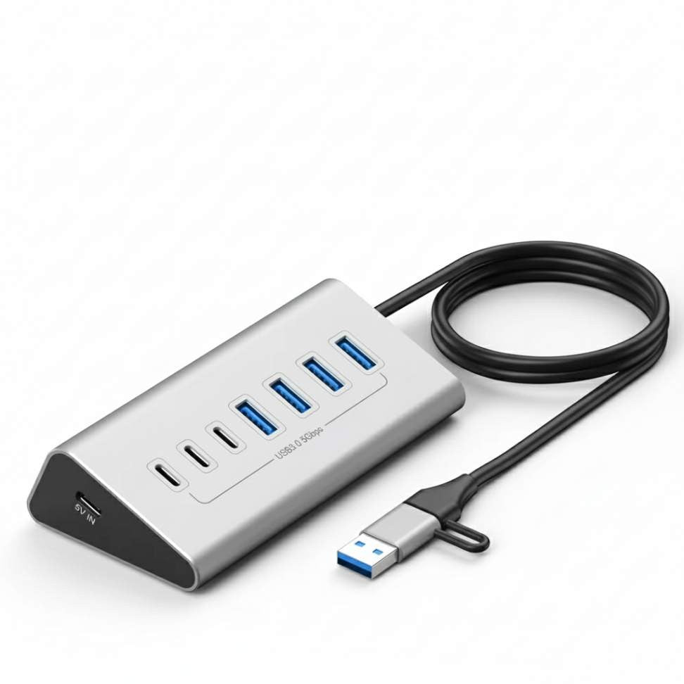 Hub USB 3.2 9 em 2 Alta Velocidade 10Gbps com Leitor de Cartão SD/TF