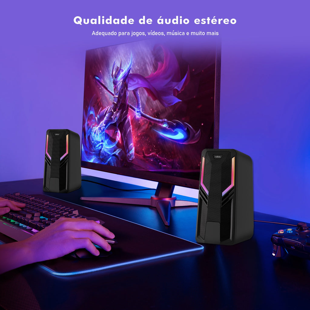Caixa de Som para Desktop com Iluminação RGB