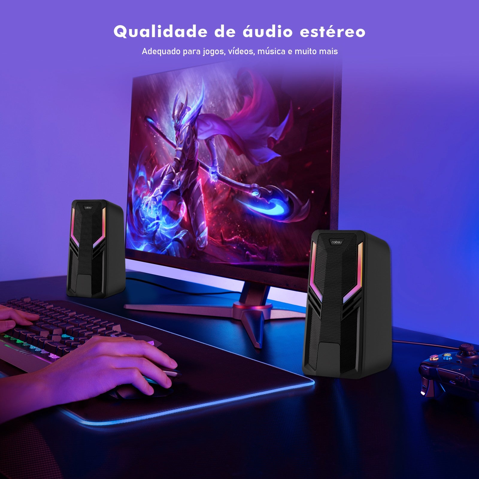 Caixa de Som para Desktop com Iluminação RGB