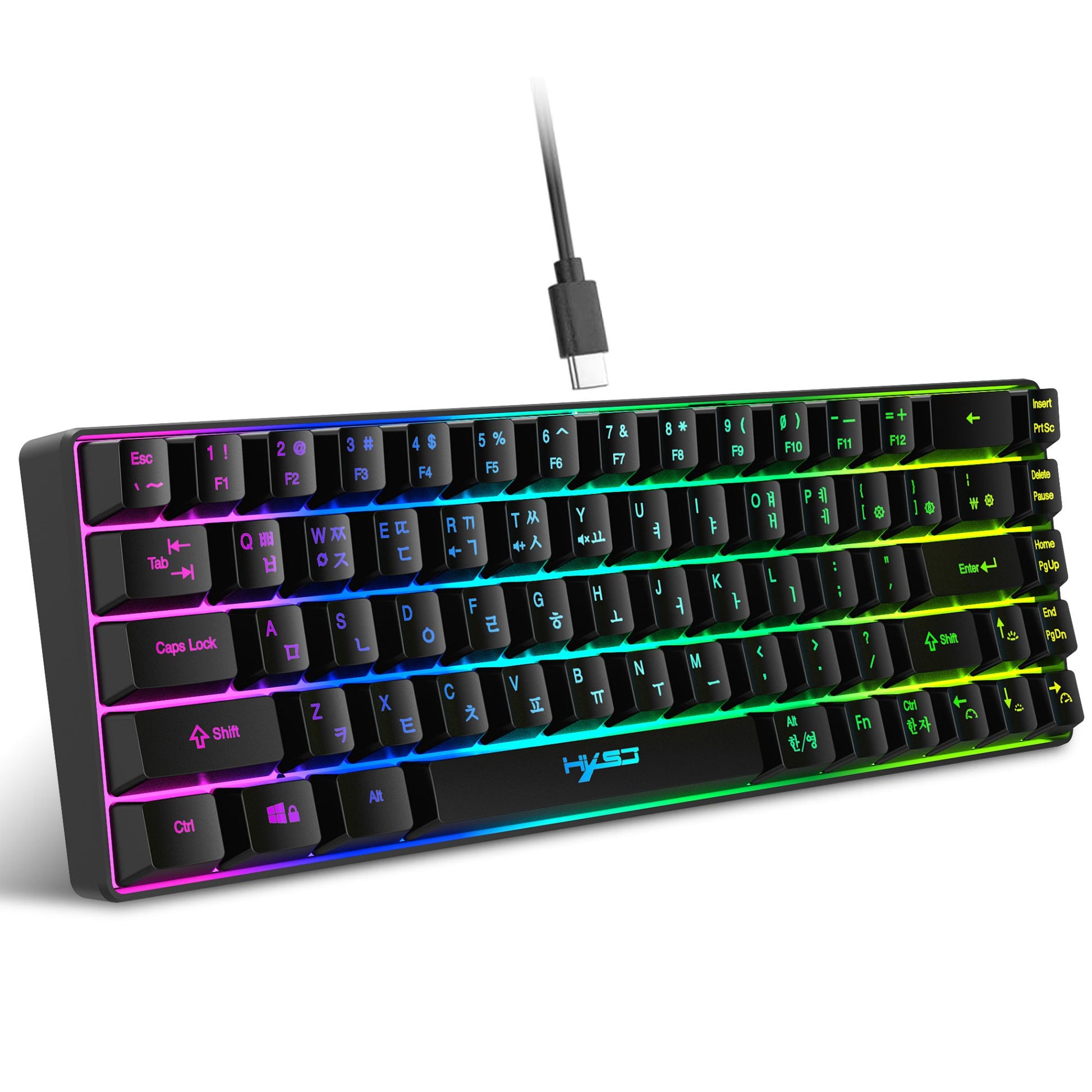 Teclado Gamer Compacto com Fio RGB Preto