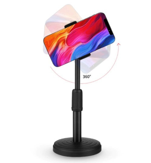 Suporte de Mesa para Celular com Altura Ajustável e Rotação 360°